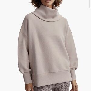 Varley Milton sweat in ottoman ribbed fabric color mushroom